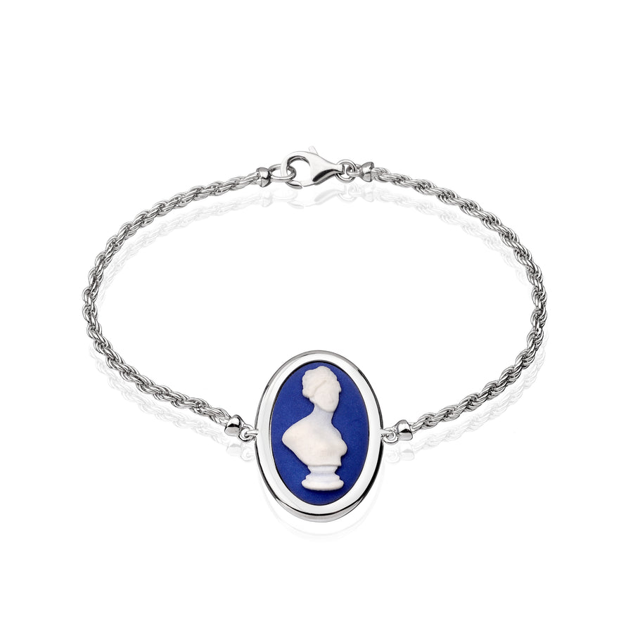 Blue Cameo Bracelet in Silver