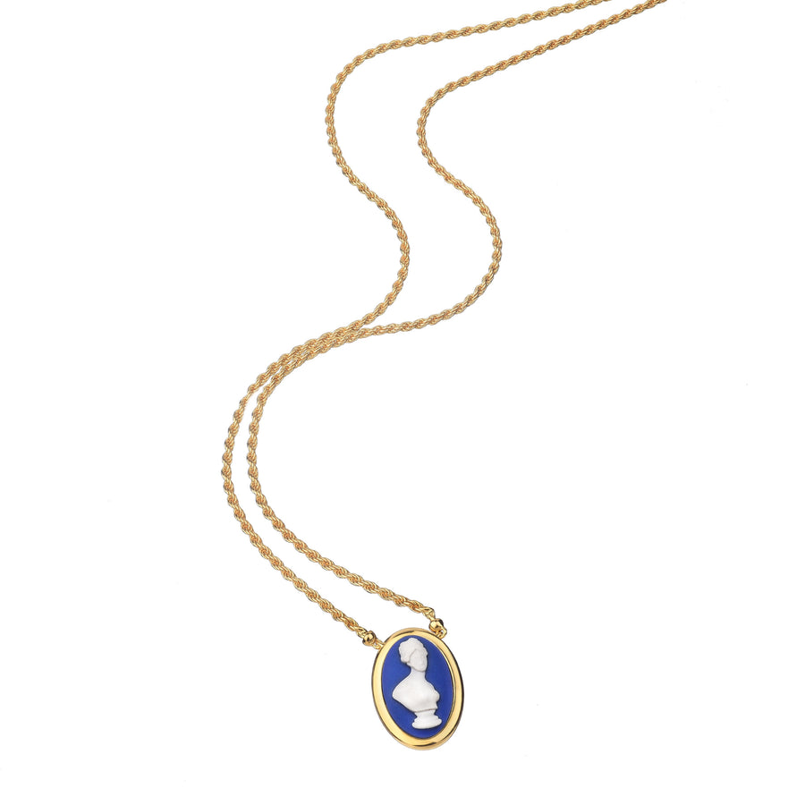 Necklace - Golden Blue Cameo Necklace