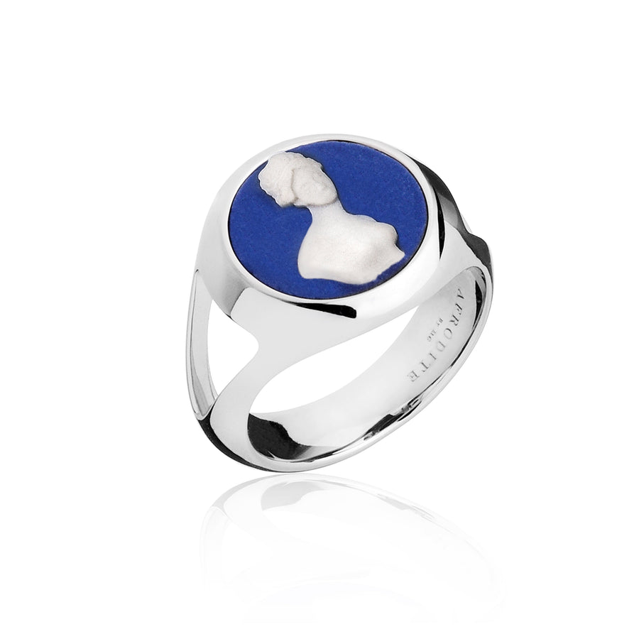 Ring - Silver Blue Cameo Ring